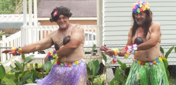 Lovely “hula girls” Mike and Ronald Quibodeaux