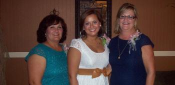 Principals on hand for the bridal shower held in honor of bride-elect Amber Thibodeaux, center, were, from left, Kathy Thibodeaux, mother of the bride-elect, and Lynn Hargrave, mother of the prospective groom.