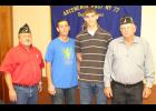 American Legion members of Arceneaux Post 77, Rayne, welcomed Boys State participant Brent Didier, third from left, and his father, Leo, to their October meeting. Also pictured are Commander Gene Comeaux, left, and Boys State Chairman Ray Olinger, right. 